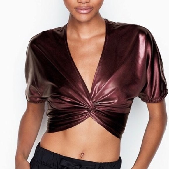 Victoria's Secret Sport Metallic Twisted Crop Top M - Picture 2 of 9